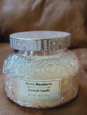 Berry Mandarin Scented Candle - Pink Glass Jar 14oz